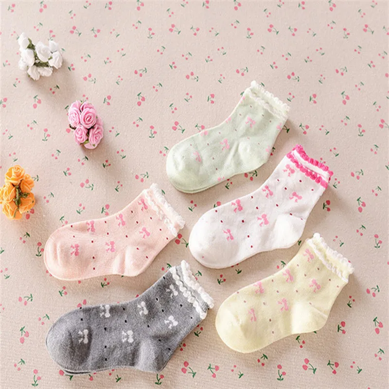 Детские носки 3 пар/лот г. весна и осень детские носки, детские маленькие лук женские модели c-cll-017-3