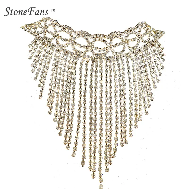 

StoneFans Big Wedding Crystal Bib Choker Necklace Pendant Chocker Rhinestone Choker Collar Necklaces For Women Christmas Gift CK