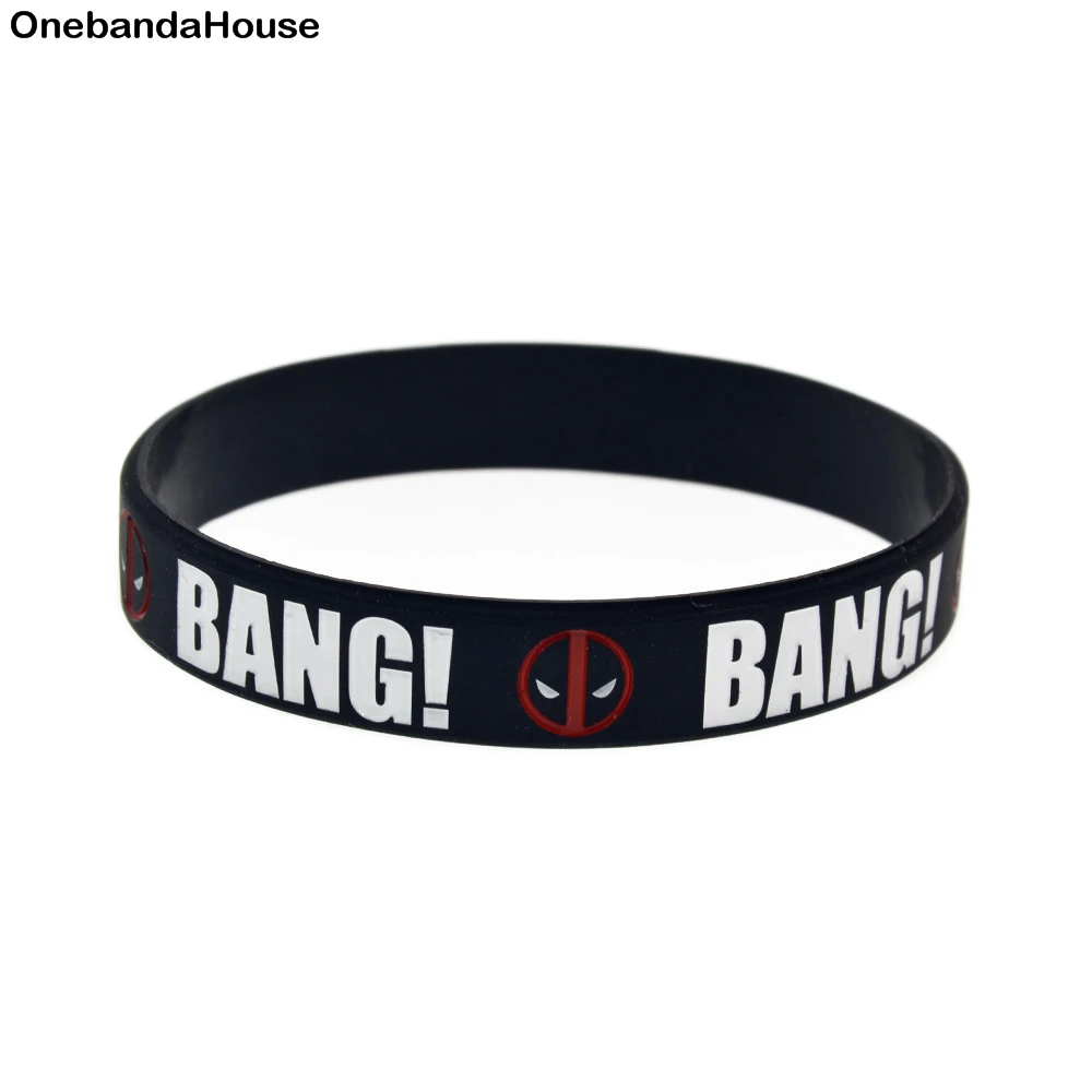 

OneBandaHouse 1PC Classic Design Logo Animation Fans Bracelet Deadpool Bang Silicone Wristband