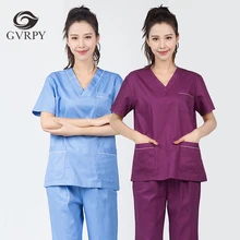 Хирургическая Одежда женская летняя Корейская стирка одежда с коротким рукавом доктор медсестра изоляция медицинская одежда салон красоты скраб набор