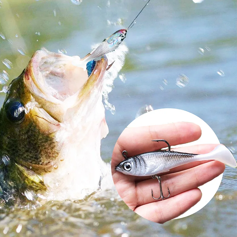 

SEALURE Soft Lead Fish 8cm 10g T Shape Tail Fishing Bait Lures With 2 6# Hooks Fly Fishing Swimbaits Crankbaits 1pcs/lot