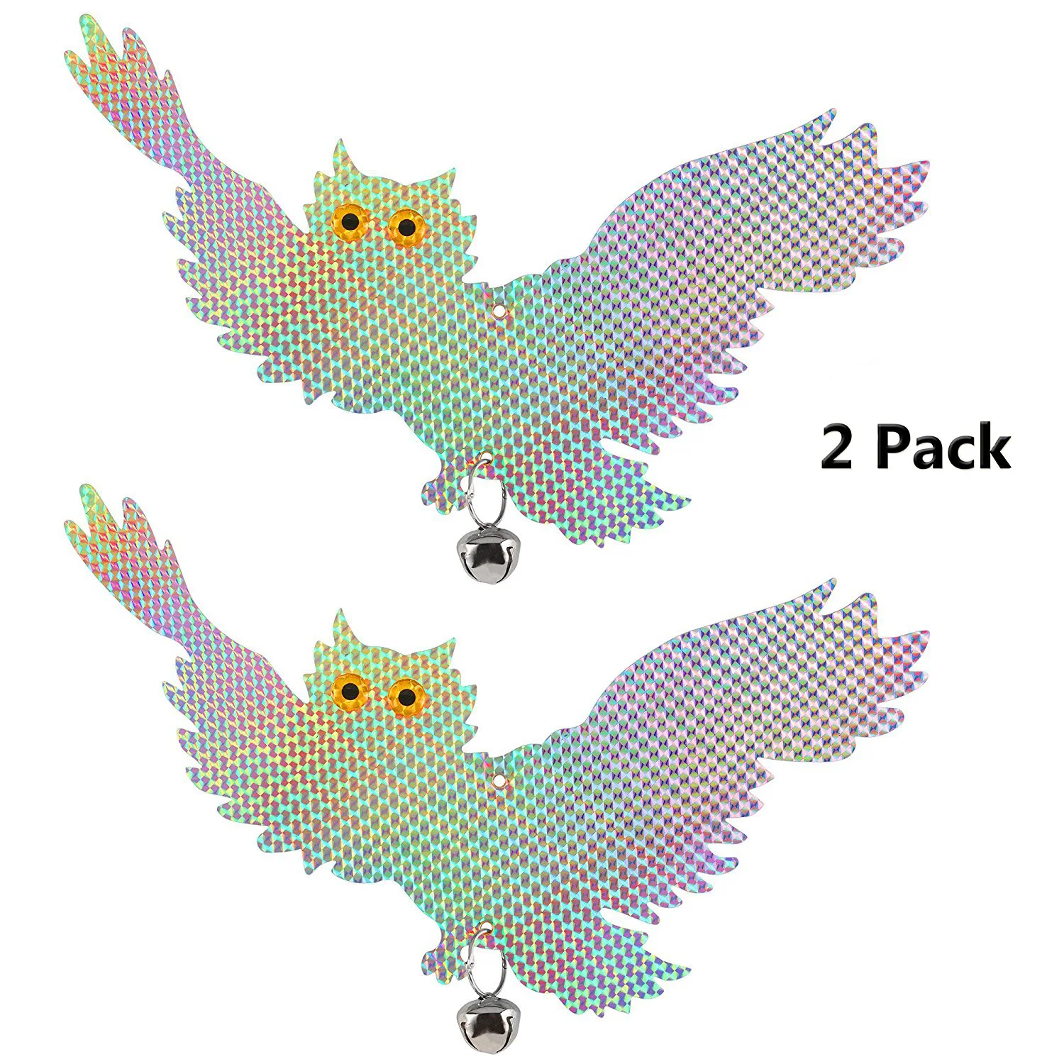 Bird Scare Repellent Device - Reflective Hanging Owl - Pest Repellent Control Woodpecker Deterrent - Scare and Frighten (2 pack)