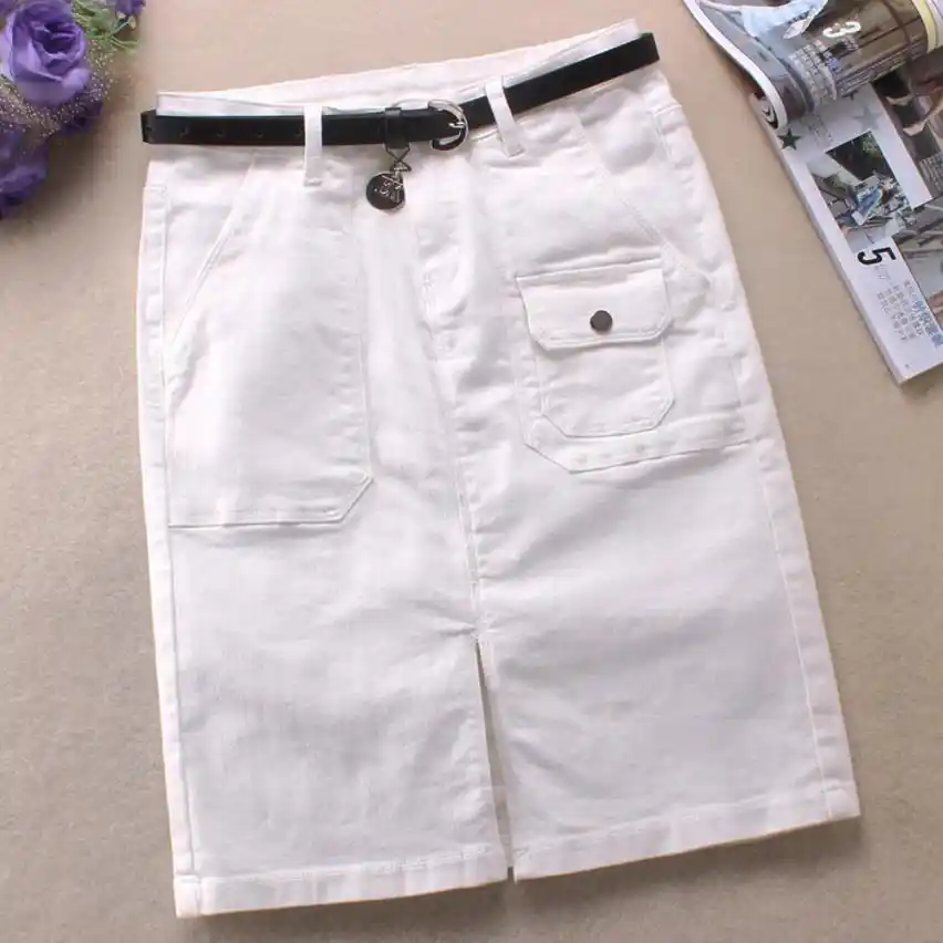 white knee length jeans