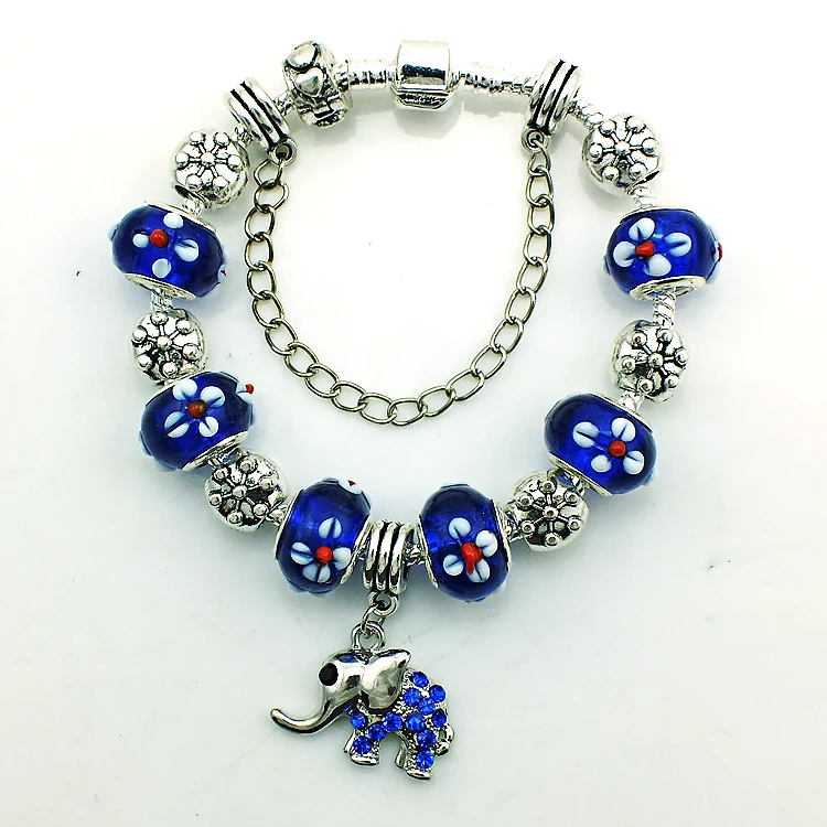 JINGLANG Brand New Fashion Blue Ceramics Murano Beads Elephant Animals Charm Bracelets For Women Infinity DIY Jewelry | Украшения и