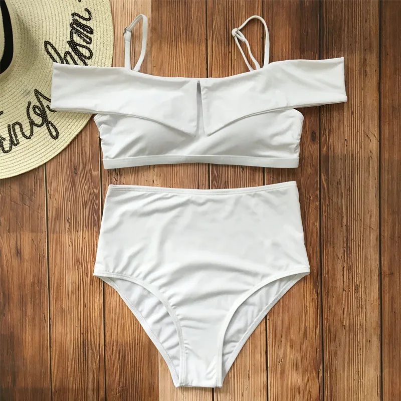 zql1917bai new high waist bikini white and black and white striped pair of female swimsuits women's beachwear - Цвет: zql1917bai