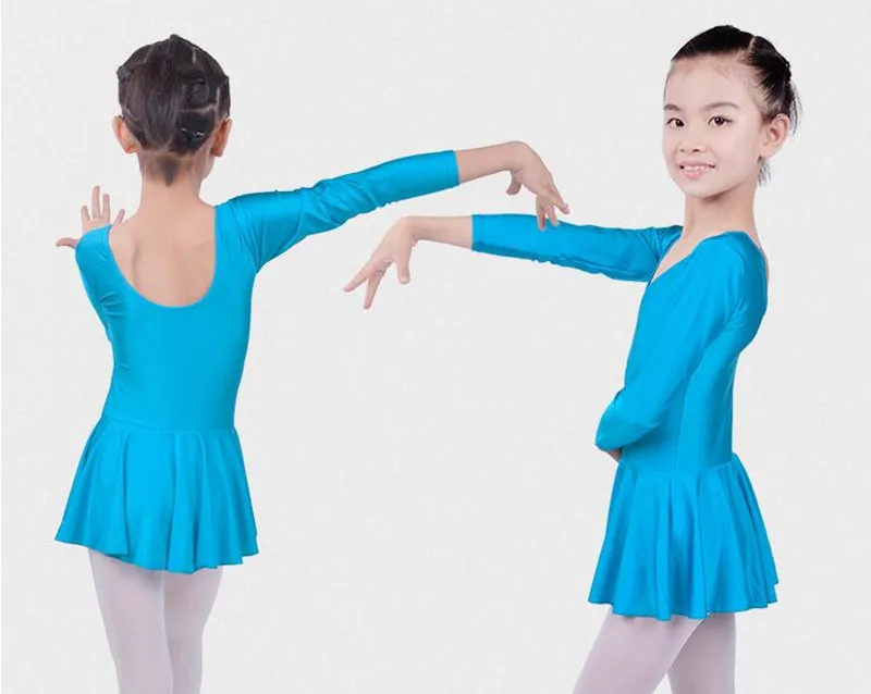 Детское балетное платье с длинными рукавами из спандекса, для гимнастики трико для Балетное платье для девочек Костюмы Детская Одежда для танцев