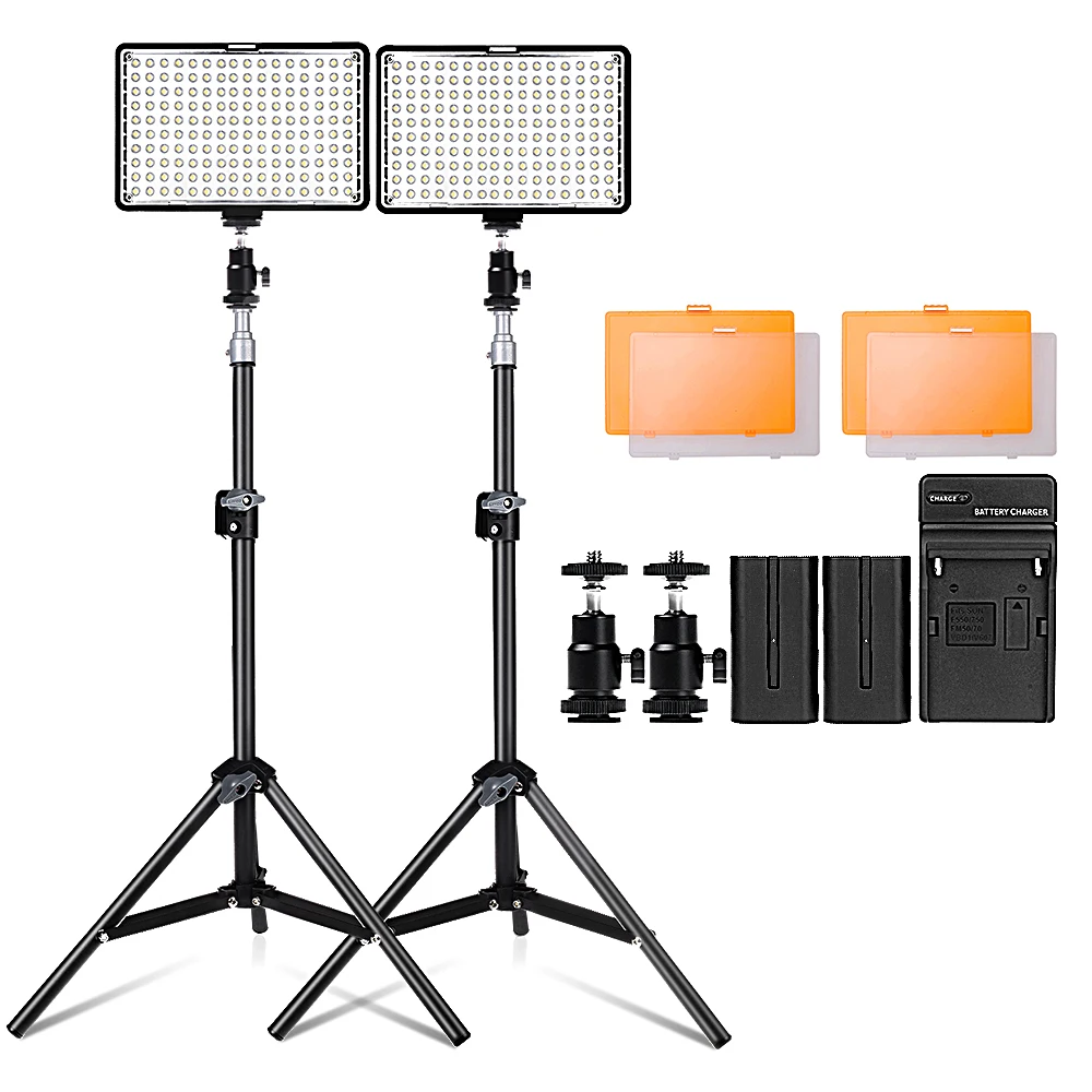 Travor 2 set Led Video Light kit with 78 inch light stand 3200K/5500K
