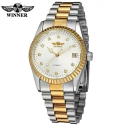 Модные Победитель Лучший Бренд роскошные золотые Для мужчин s наручные часы Для мужчин Бизнес часы автоматические механические часы
