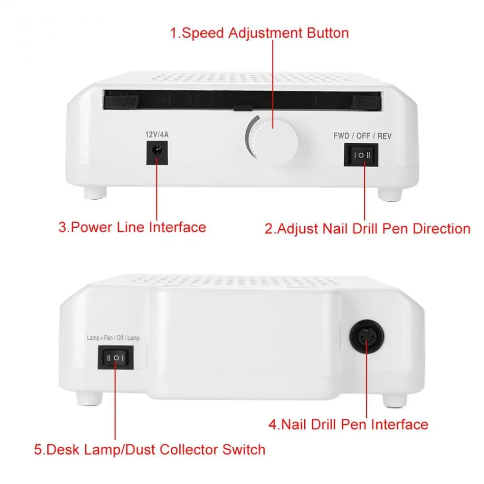 3 в 1 оборудование для дизайна ногтей 30000 об/мин Дрель Ручка пылесборник светодиодный пылесос вентилятор маникюрный набор 5