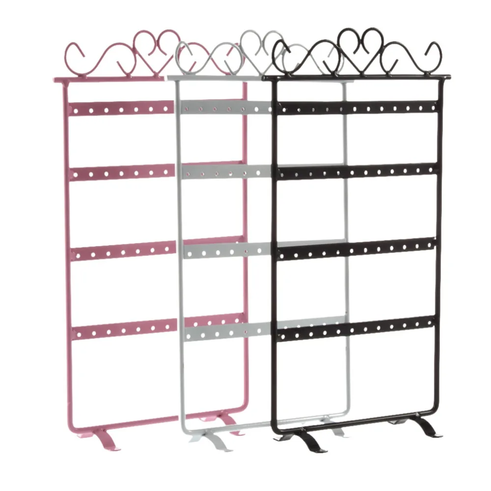 

48 Hole Earrings Ear Studs Display Rack Metal Jewelry Holder Stand Organizer Showcase pink 295*160mm for Retail Environment