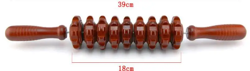 Йога Меридиан стержень девять тонких вал колеса весь массажный валик для тела стучал его талия массаж спины шеи ноги деревянный массажер - Цвет: D