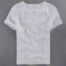 Лето г. белая рубашка моды для мужчин с коротким рукавом льняные рубашки мужские Брендовые повседневные мужские рубашки тонкий галстук Кнопка мужские рубашки Camisa