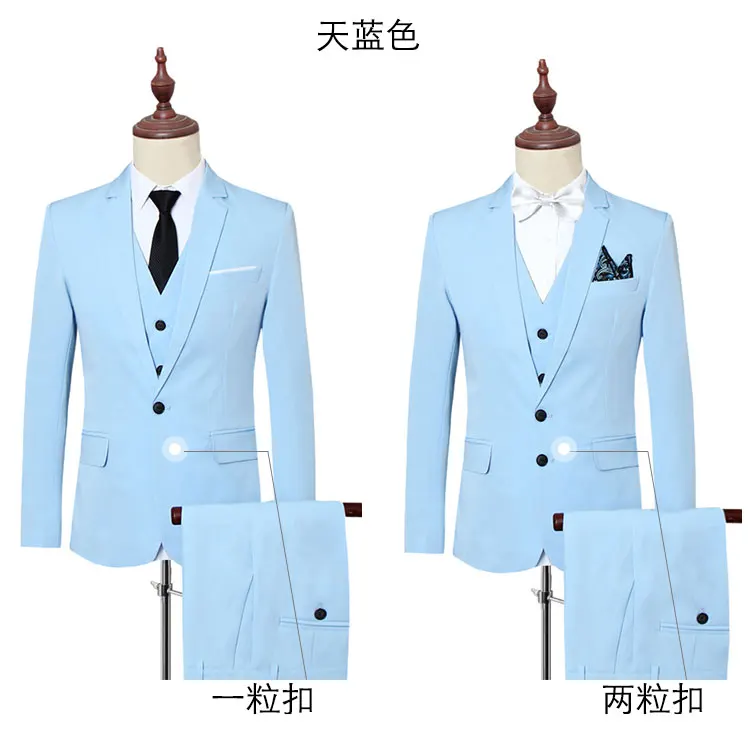 Высокое качество мужской костюмы сетки полоса Для мужчин Тонкий Бизнес женихов Для мужчин смокинг Свадебный костюм (куртка + жилет + брюки) 3