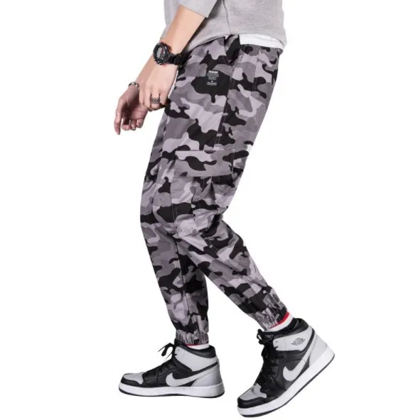 

2019 Mens Spring Cargo Pants Military Style Camouflage Trousers Men Loose Tactical Pants Male Elastic Waist Sweatpants Joggers
