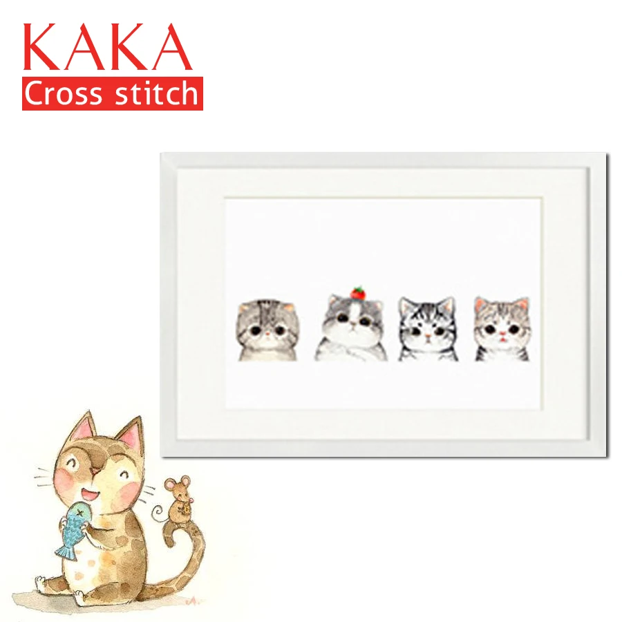 

Embroidery 5D Fortune Cats,cross-stitch kits embroidery needlework sets,DIY animal paintings,Home Decor Room,11CT