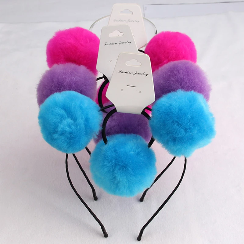 Artificial Rabbit Fur Hair Band Elastic Hair Bands...