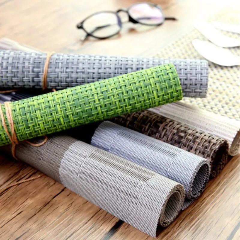 

1 Pcs Table Mat PVC Placemats Dining Table Pad Vintage Plastic Coasters Non-Slip Woven Runner Placemat