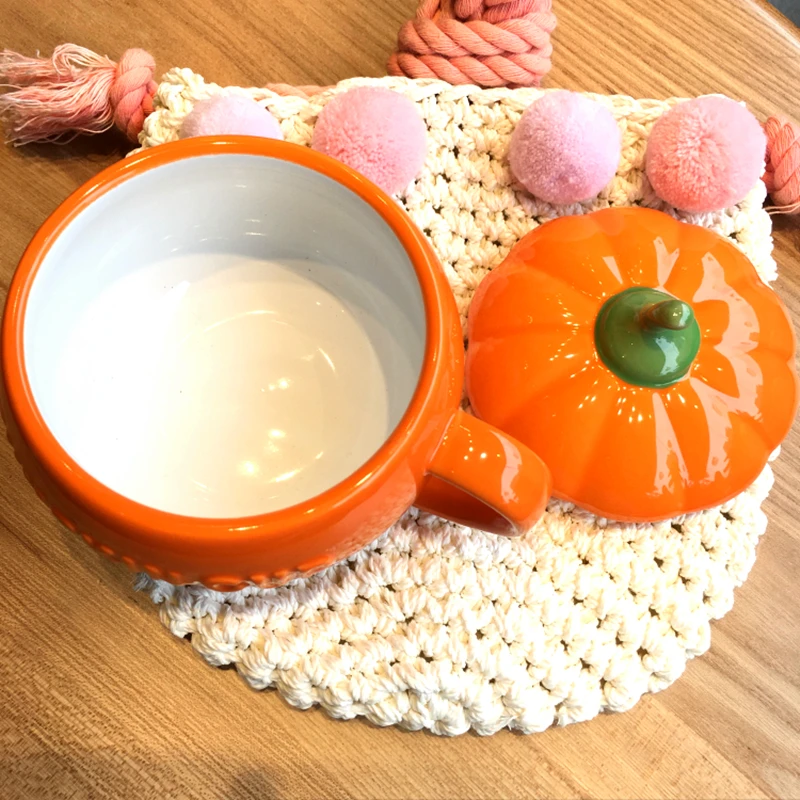 

Cute Pumpkin Cups Coffee Milk Mug with Lid Halloween Mugs Creative Cartoon Children Home Morning Cup Christmas Gifts Drop Ship