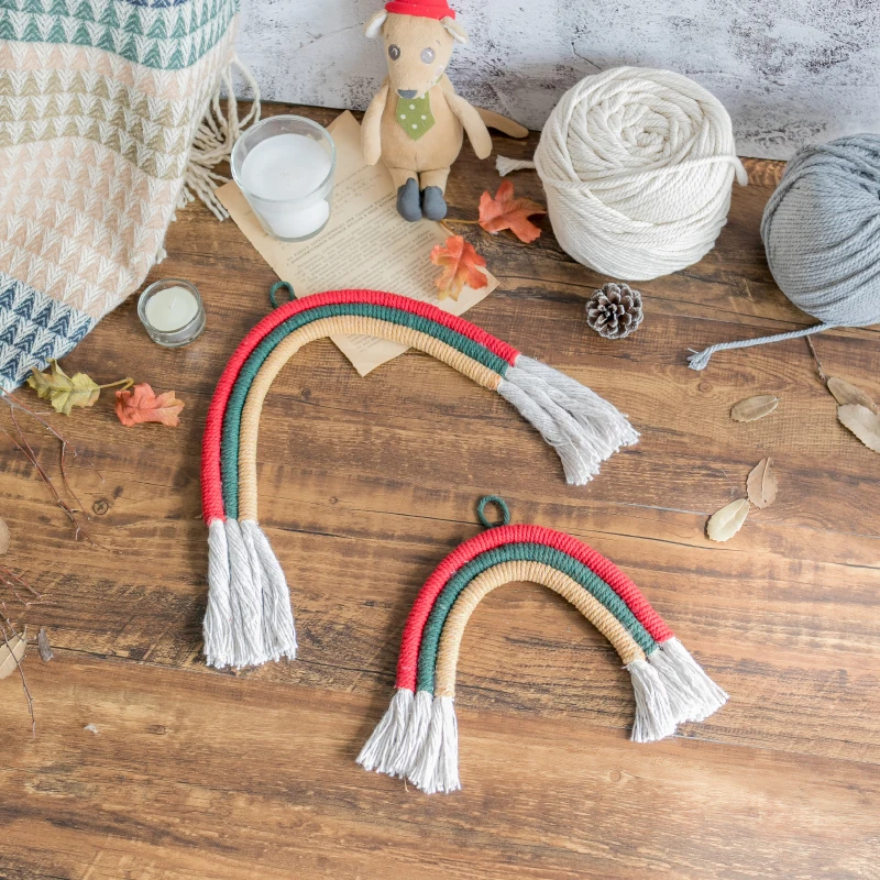 DUNXDECO украшения дома аксессуары Rainbow ручной работы плетеный орнамент Nordic Свежий Простой детская комната настенная вешалка-украшение