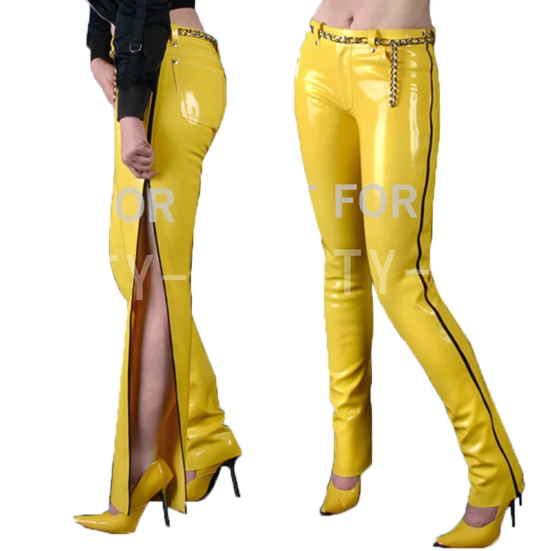 Latex Trousers Pants For Women Fetish Capris Long Zipper Show Your Sexy ...