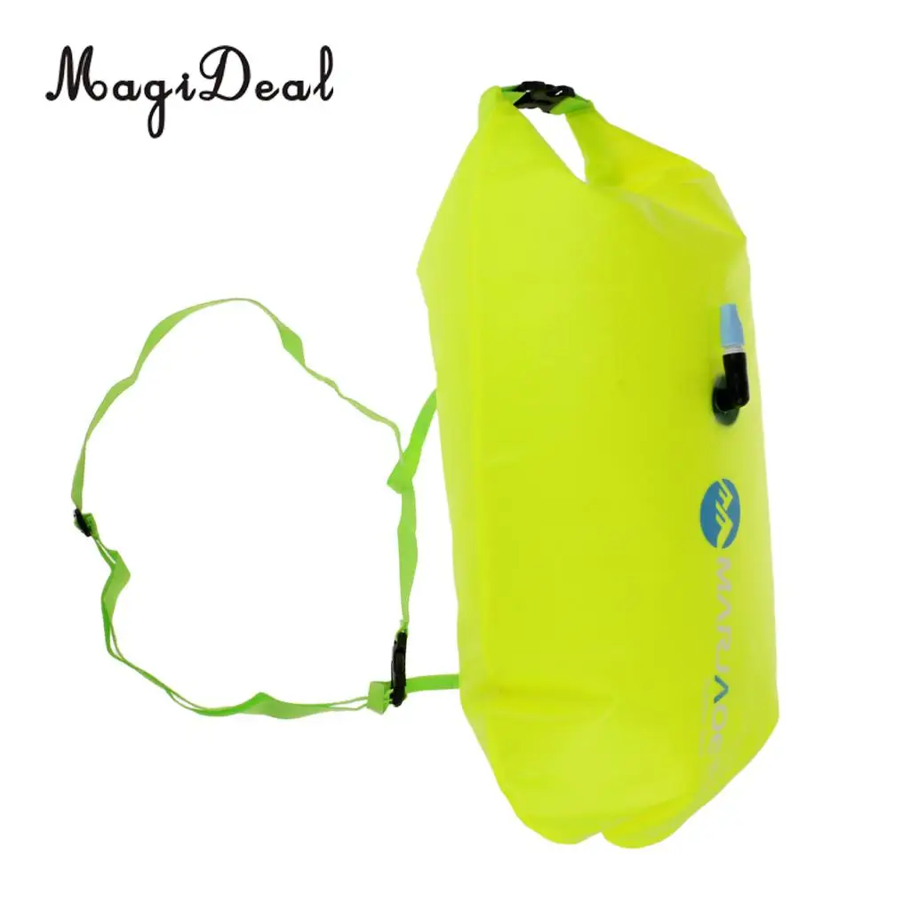  High Visibility Inflatable Swim Buoy Roll Top Dry Storage Bag Open Water Swimming Kayak Canoe Tow Safety Float Equipment