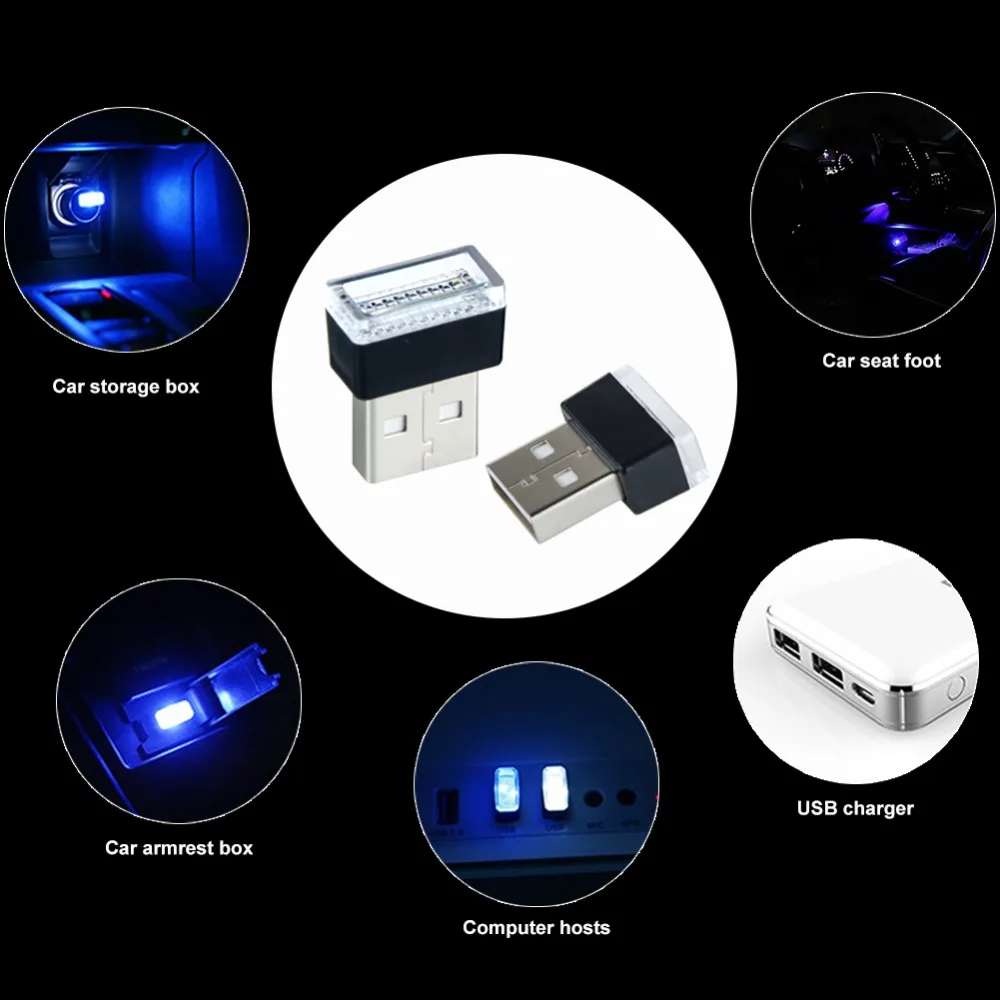 Автомобильная светодиодная атмосферсветильник лампа с USB разъемом декоративная