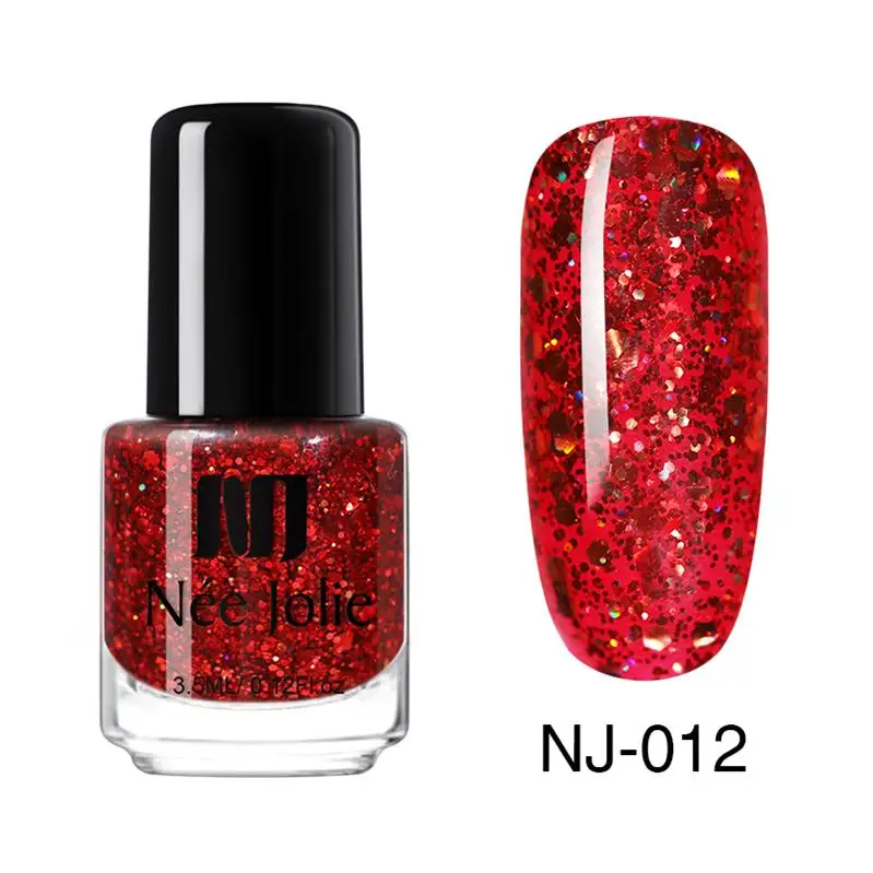 Ни Джоли 3,5 мл, нюдовый Карамельный цвет лак для ногтей полу-прозрачная; Нейл-арт Лаки розовый продолжительный блеск для ногтей дизайн - Цвет: Holo glitter NJ-012
