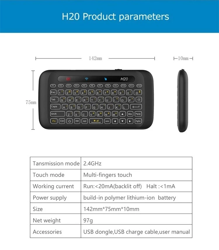 2,4 ГГц мини беспроводная сенсорная клавиатура мышь сенсорная панель ручной пульт дистанционного управления летающая воздушная мышь для ПК, Android tv Box, HTPC. IP tv