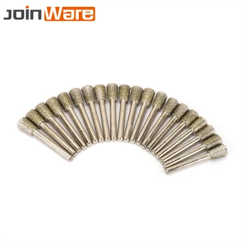 

20Pcs Diamond Grinding Head Inverted Cone Burr Bit Jade Metal Glass Stone Carving Shank 6mm Head 12mm