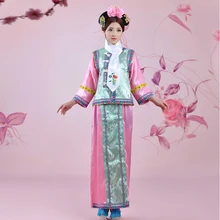 Розовый зеленый Древние китайские Инфанта драматургического платье Одежда для танцев фото платье династии Цин платье принцессы Косплэй один размер 081716