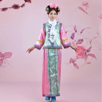 

Pink Green Chinese Ancient Infanta Dramaturgic Dress Dance Wear Photo Dress Qing Dynasty Princess Dress Cosplay One Size 081716