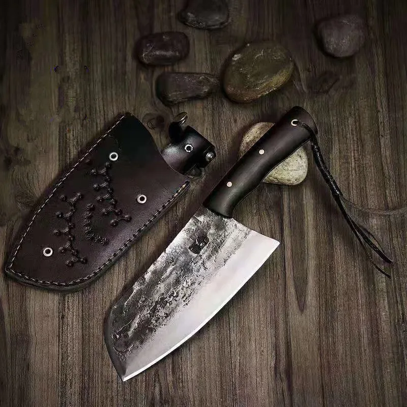 

Chinese Handmade Forged Kitchen Knife High Carbon Steel Butcher Knives Cleaver Full Tang Filleting Handle Slaughter Knife