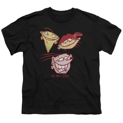 Trevco Ed Edd Eddy-Three Heads - Short Sleeve Youth 18-1 Tee - Black Extra Large (1)