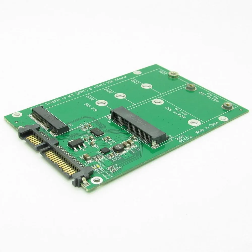 Адаптер 2 в 1 M.2 NGFF или mSATA SATA 3 0 карта конвертера с поддержкой Mini на основе B Key 2230 2242