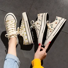 2019 summer new canvas shoes flat cross straps printed shoes