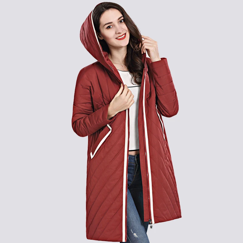 

2019 High Quality Women's Coat Spring Autum Female Windproof Thin Parka Long Plus Size Hooded New Designs Women Jackets Outwear