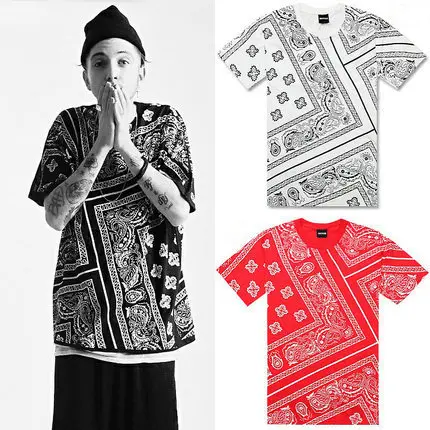 

Bandana Shirt Cotton West Cashew T Shirt Bandana 2019 Men Fashion Camisa Hip Hop Bandana T Shirt 3 Colors