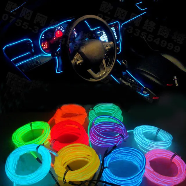 POSSBAY 4m EL Wire Dance Party Car Decor Lighting Flexible