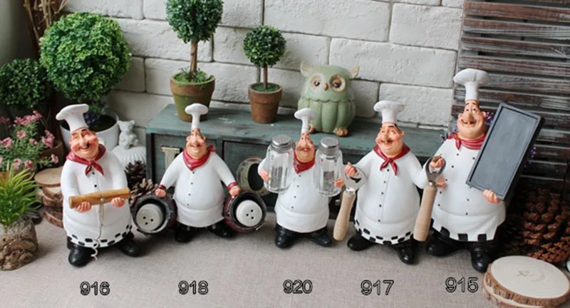 Artificial Chef Kitchen Decoration Figurines Miniatures Resin Ornament Vintage Home Decor Accessories For Restaurant Bar Shop10