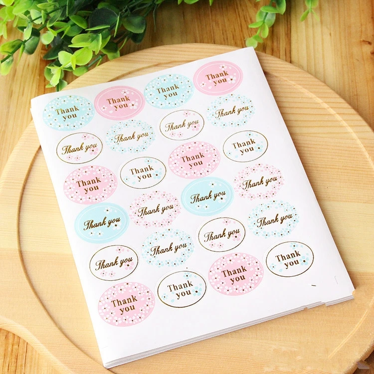 

Hot 120Pcs/5Sheets Round Golden Thank you Spring Flower Cake Packaging Sealing Label Deco Sticker Baking DIY Gift Box Stickers