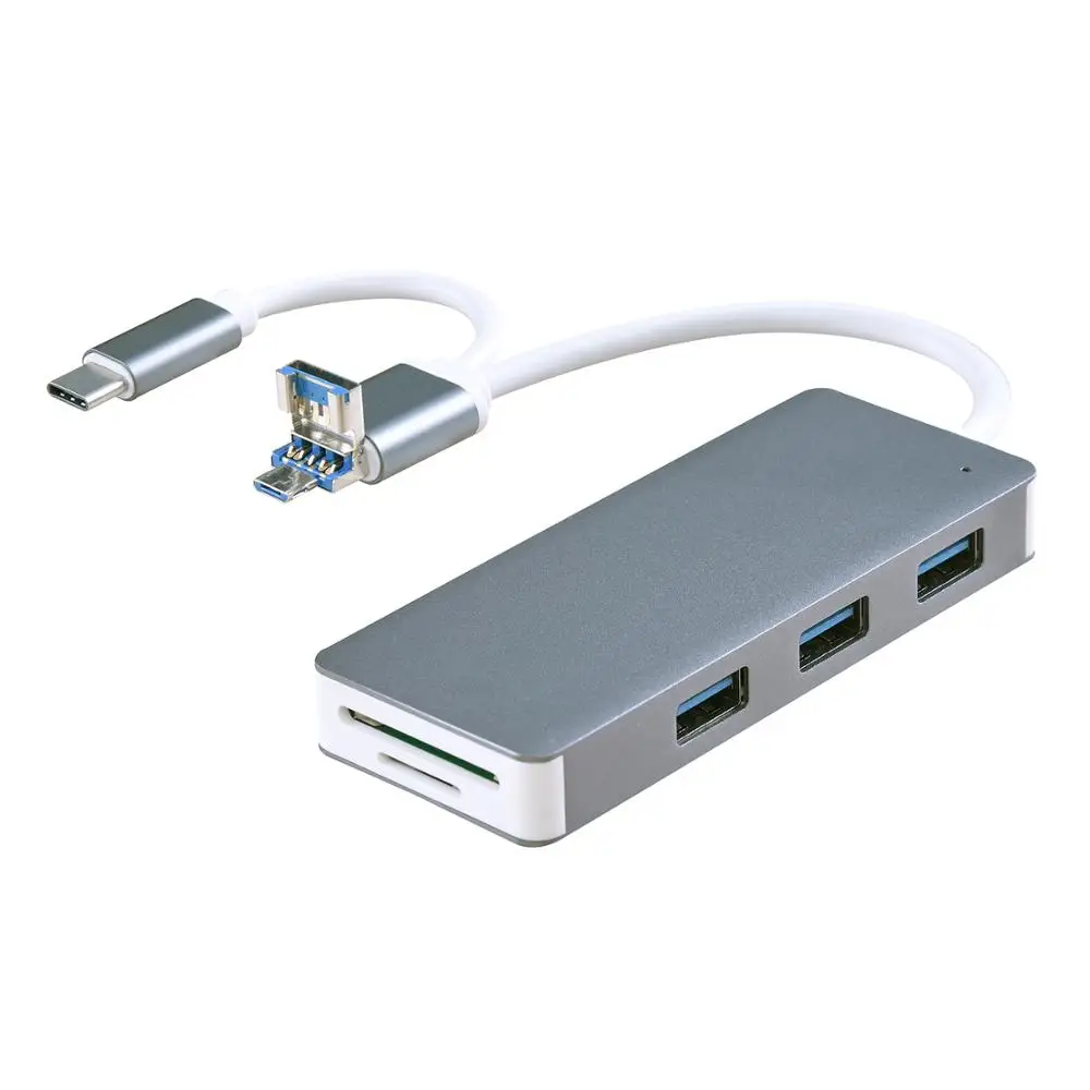 Leadzoe кардридер Тип C 3,0 SD/Micro SD TF смарт-карта памяти адаптер для ноутбука USB 3,0 концентратор 3 порта разветвитель OTG кардридер