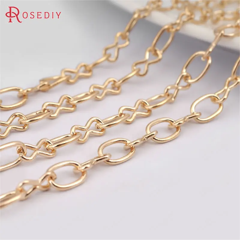 

(26864)5 Meters width 5MM Champagne Gold Color Iron 1+1 Round Oval Link Chains Figaro Necklace Chains Diy Findings Accessories