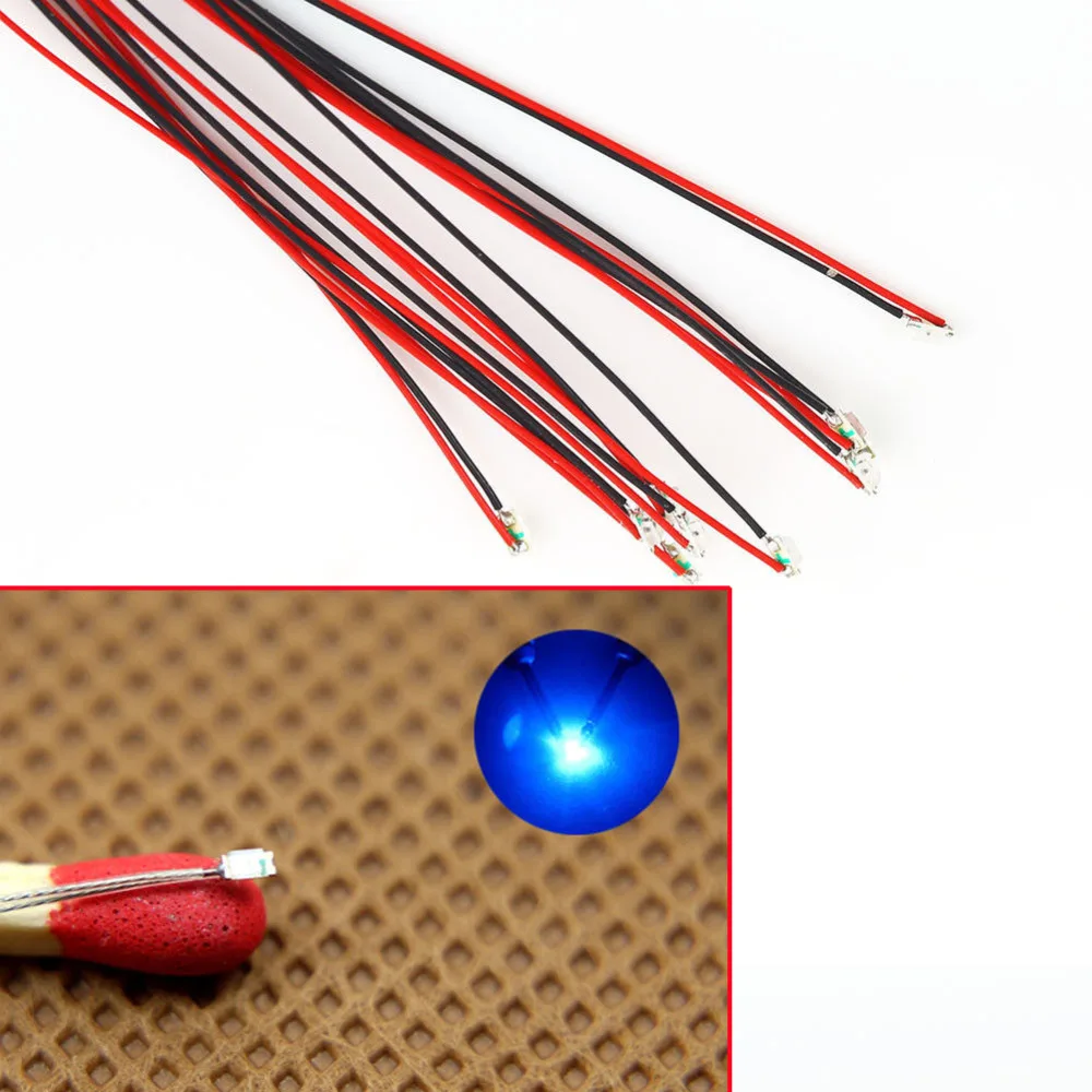 

T0603WM 10pcs Pre-soldered Wired Warm White #0603 SMD LEDs Lighting Kits Blue