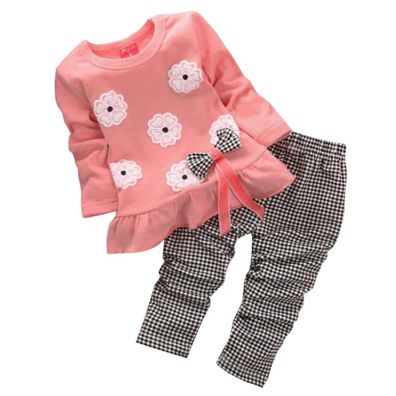 2019 جديد الربيع بابي فتاة الملابس مجموعة الأطفال زهرة القوس لطيف دعوى 2 PCS الاطفال طويلة الأكمام Twinset أعلى T قميص + منقوشة السراويل 2019 جديد الربيع بابي فتاة الملابس مجموعة الأطفال زهرة القوس لطيف دعوى 2 PCS الاطفال طويلة الأكمام Twinset أعلى T قميص + منقوشة السراويل