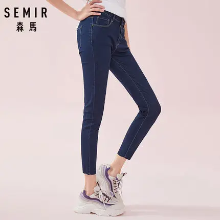 SEMIR, женские укороченные обтягивающие джинсы с необработанным краем, Ретро стиль, женские джинсы до щиколотки, потертые джинсы с молнией, облегающие джинсы - Цвет: primary