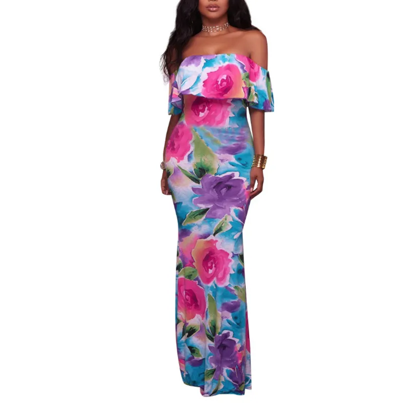 2016 Boho модные пикантные Bodycon Длинные летние платья с открытыми плечами без