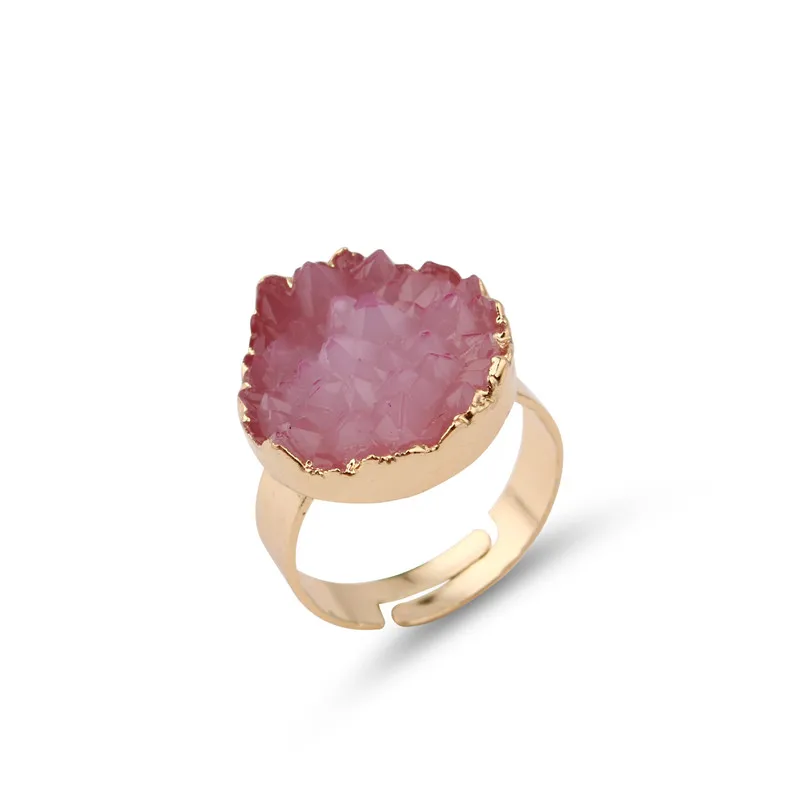 

GEOMEE Colorful Resin Circle Rings for Women Wedding Halloween Ring Round Crystal Rings for Lovers Gold Color Ring Jewelry R34