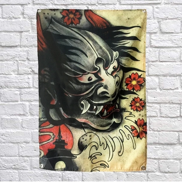 

Ghost Japanese Tattoo Art Poster Flag Banner Home Decoration Hanging flag 4 Gromments in Corners 3*5FT 144cm*96cm