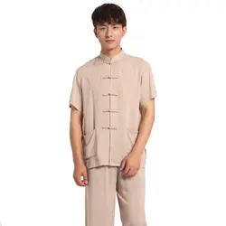 Повседневное для мужчин хлопок белье Пижамный костюм рубашка и брюки для девочек мотобрюки пижамы китайский стиль мужской ручной