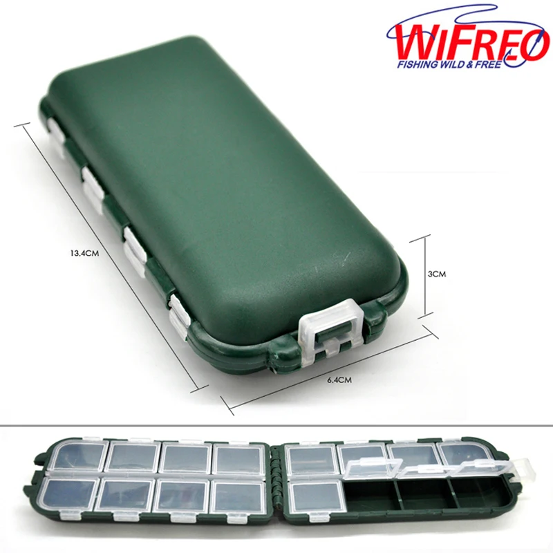 Army Green Plastic Fishing Tackle Boxes Hook Compartments Storage Case